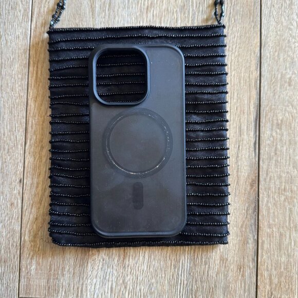 Vintage Y2K GAP Black Beaded Chiffon Satin Whimsigoth Black Tie Evening Mini Bag - Picture 4 of 10